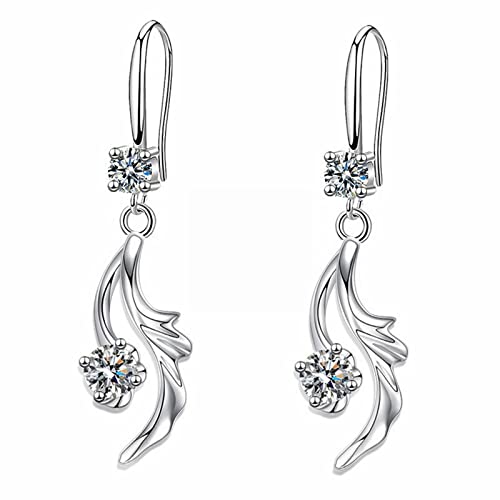LOIJMK Luxus Einfache Zirkonia Wassertropfen Glänzende Diamanten Ohrringe Blatt Dame Kupfer Set Zirkon Fischschwanz Ohrringe Hochzeit Indische Schmuckohrringe Für (A, One Size) von LOIJMK