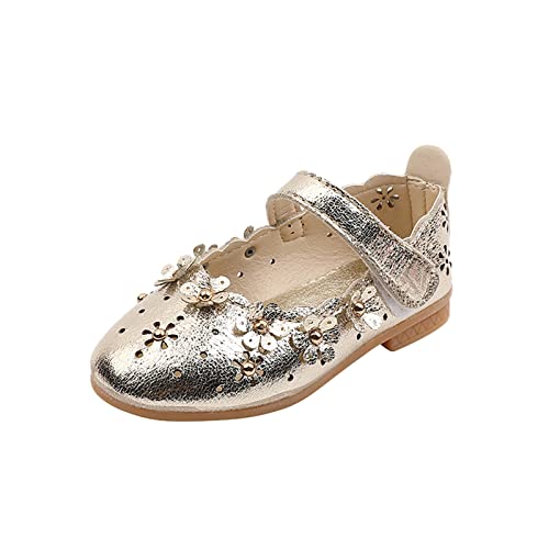 Mädchen Sandale Schuhe Blumenschuhe Hohle Blumenschuhe Sandalen Weiche Sohle Prinzessin Sandalen Kinderschuhe Mädchen 20 (Gold, 25 Toddler) von LOIJMK