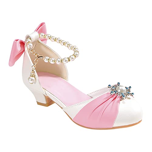 LOIJMK Mädchen Sandalen Anti Slip Closed Toe Kristall Prinzessin Schuhe Hochzeit Blumenmädchen Schuhe Party Abschlussball Sandale (Pink, 28.5 Little Child) von LOIJMK
