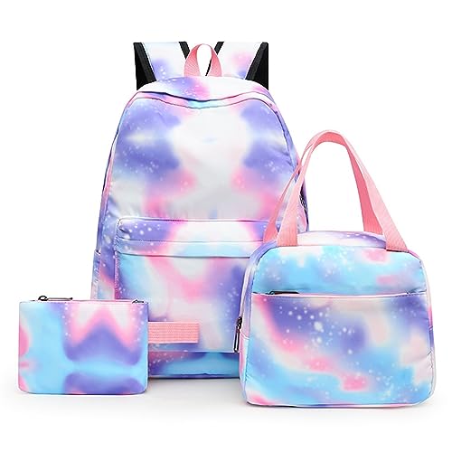 LOIJMK Mädchen-Schulrucksack, Galaxy-Schultasche, Laptop-Büchertasche, Lunch-Einkaufstasche, Geldbörse, Teenager, Kinder Wander Rucksäcke Herren Netz (E, One Size) von LOIJMK