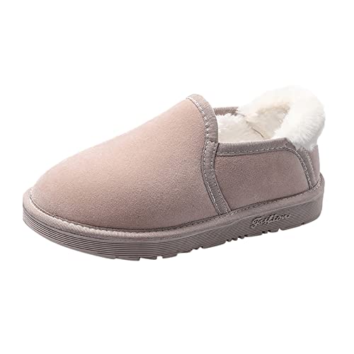 LOIJMK Paar Herren Damen Stiefel Slip On Winter Flat Splashing Plus Samt Indoor Outdoor Warme Kurze Schneeschuhe Baby 21 Junge (Beige, 39) von LOIJMK