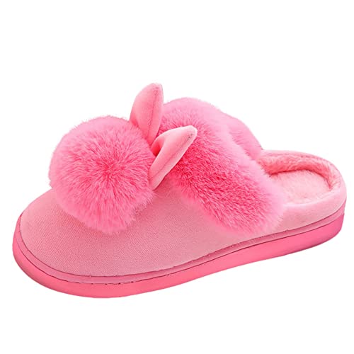 LOIJMK Rabbit Schuhe Fellige Winterschuh Damenohren Hausschuhe weiches Indoor-Frauen-Hausschuh Schuhe Damen Sneaker Speed (Pink, 38-39) von LOIJMK