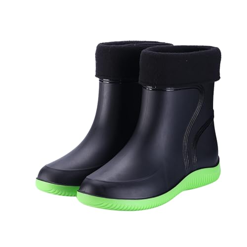 LOIJMK Regenstiefel Herren Schwarz GrüN Halbhohe Gummistiefel von LOIJMK