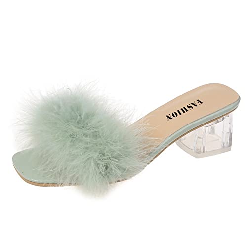 LOIJMK Sandalen Damen Mit Absatz, Plüsch Dekoration High Heels Sandaletten Hausschuhe Damen Offener Zeh High Heel Pumps Slippers Quadratisch Sandalen Pumps Damen Pantoffel Modern Damenschuhe LOIJMK Sandalen Damen Mit Absatz, Plüsch Dekoration High Heels Sandaletten Hausschuhe Damen Offener Zeh High Heel Pumps Slippers Quadratisch Sandalen Pumps Damen Pantoffel Modern Damenschuhe von LOIJMK
