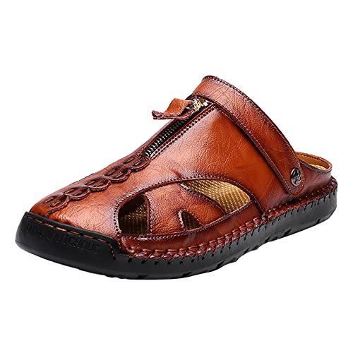 LOIJMK Sandalen Herren Sommer Baotou, Atmungsaktiv Strandsandalen Herren, Outdoor Wandersandalen Herren Freizeitschuhe Hausschuhe Slip On Sandaletten Herren Strand Leder Sandalen Schuhe von LOIJMK