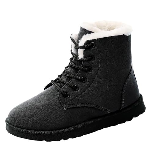 LOIJMK Schnürstiefeletten Damen Gefüttert Winterstiefel Winterboots Schnürboots Winterschuhe Rutschfest Schnürstiefel Damenstiefel Wanderschuhe Sneaker Sportschuhe Stiefeletten Winter Arbeitsstiefel von LOIJMK