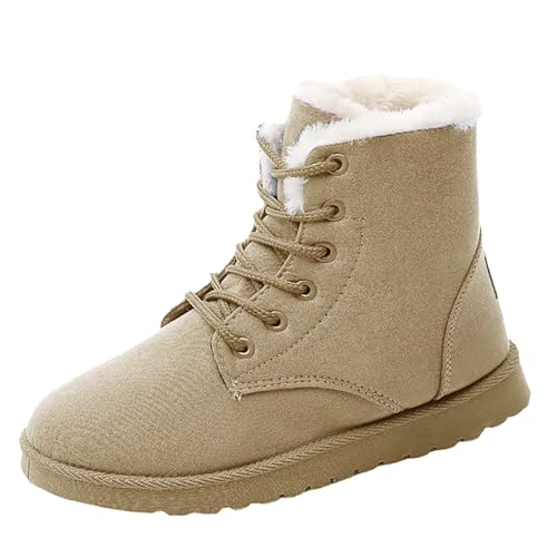 LOIJMK Schnürstiefeletten Damen Gefüttert Winterstiefel Winterboots Schnürboots Winterschuhe Rutschfest Schnürstiefel Damenstiefel Wanderschuhe Sneaker Sportschuhe Stiefeletten Winter Arbeitsstiefel von LOIJMK