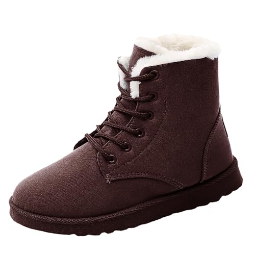 LOIJMK Schnürstiefeletten Damen Gefüttert Winterstiefel Winterboots Schnürboots Winterschuhe Rutschfest Schnürstiefel Damenstiefel Wanderschuhe Sneaker Sportschuhe Stiefeletten Winter Arbeitsstiefel von LOIJMK