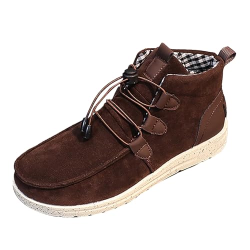 LOIJMK Schnürstiefeletten Damen High Top Sneaker Schnürstiefel Wildleder Stiefeletten Schnürboots Wanderschuhe Damenstiefel Rutschfest Sportschuhe Herbst Winter Arbeitsstiefel Halbstiefel von LOIJMK