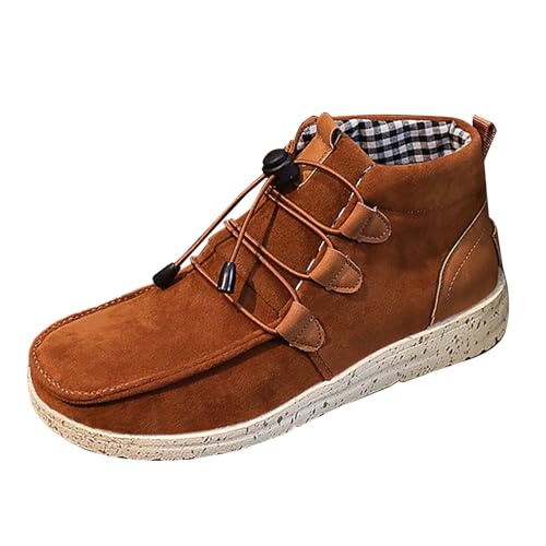 LOIJMK Schnürstiefeletten Damen High Top Sneaker Schnürstiefel Wildleder Stiefeletten Schnürboots Wanderschuhe Damenstiefel Rutschfest Sportschuhe Herbst Winter Arbeitsstiefel Halbstiefel von LOIJMK