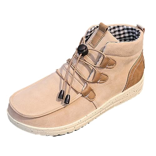 LOIJMK Schnürstiefeletten Damen High Top Sneaker Schnürstiefel Wildleder Stiefeletten Schnürboots Wanderschuhe Damenstiefel Rutschfest Sportschuhe Herbst Winter Arbeitsstiefel Halbstiefel von LOIJMK