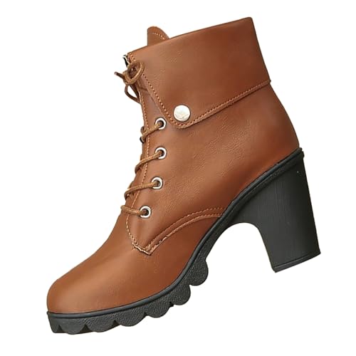LOIJMK Schnürstiefeletten Damen Kurzstiefel Lederstiefel Schnürstiefel Reitstiefel Rutschfest Schlupfstiefel Kunstleder Stiefeletten Schnürboots Damenstiefel Halbstiefel Herbst Winter Arbeitsstiefel von LOIJMK