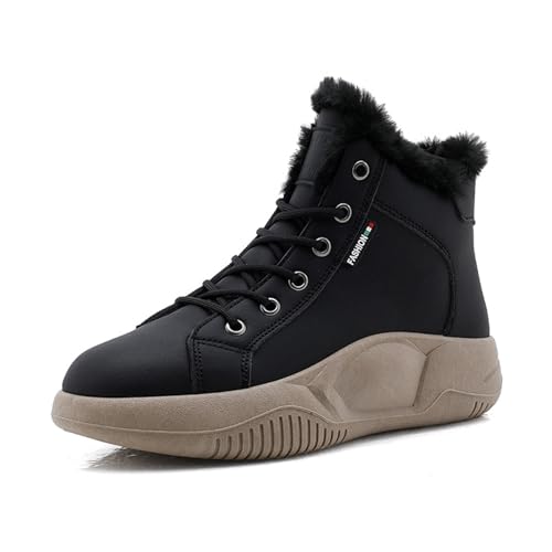 LOIJMK Schnürstiefeletten Damen Schnürstiefel Lederstiefel Plateau Schnürboots Wanderschuhe Trekkingschuhe Damenstiefel Rutschfest Sneaker Sportschuhe Kunstleder Stiefeletten Winter Arbeitsstiefel von LOIJMK