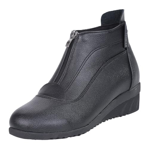 LOIJMK Schuhe Damen Blumen Square Dance Schuhe für Frauen, weiche Sohlen, mittelhohe Absätze, sportliche Mütter mittleren und ältere Tanzschuhe, Kurze - und Winterstiefel mit Sportswear (Black, 34) von LOIJMK