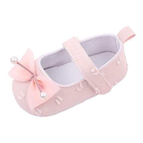 LOIJMK Sommer Kinder Kleinkind Kleinkind Schuhe Mädchen Sportschuhe Flachboden Leichte Runde Zehe Schleife Perle Baby Schuhe Monate Mädchen (Pink, 20 Infant) von LOIJMK