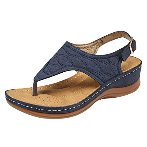LOIJMK Sommerschuhe Damen Keilabsatz, Funky Strand Keilabsatz Sandaletten, Mode Bohemian Strandsandalen Offene Zehensandalen Frauen Sportsandalen Römersandalen Keilsandaletten für Urlaub von LOIJMK