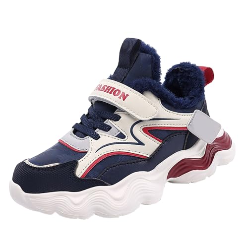LOIJMK Sportschuhe Kinder Jungen Winterschuhe Gefütterte Warm Turnschuhe Winter Sneaker Schnürschuhe Hallenschuhe Kinderschuhe rutschfeste Laufschuhe Outdoor Trekking Wanderschuhe Fitnessschuhe von LOIJMK