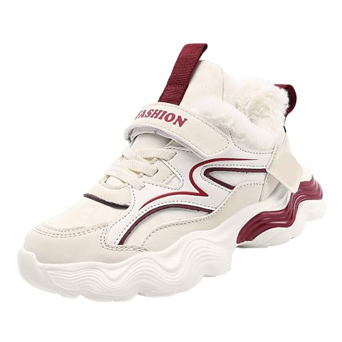 LOIJMK Sportschuhe Kinder Jungen Winterschuhe Gefütterte Warm Turnschuhe Winter Sneaker Schnürschuhe Hallenschuhe Kinderschuhe rutschfeste Laufschuhe Outdoor Trekking Wanderschuhe Fitnessschuhe von LOIJMK