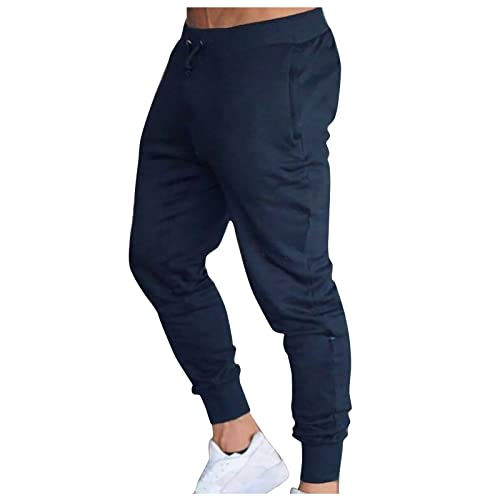 LOIJMK Sportshose FüR MäNner Einfarbig Stretch Herren Jogginghose Lang Slim Fit Sweathose Atmungsaktiv Schmale Passform Hose Casual Sweatpant Elastische Hosen Freizeithose Mit Tunnelzug Und Taschen von LOIJMK