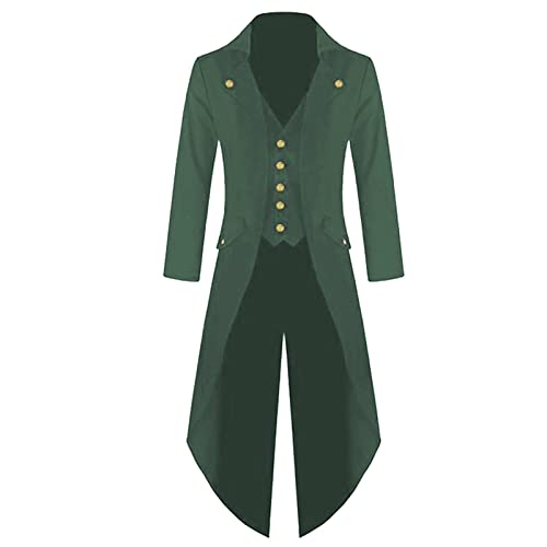 LOIJMK Steampunk Herren Lang Halloween Gothic Frack Steampunk Coat Vintage Mantel Punk Übergangsjacke Viktorianischen Gothic Frack Outdoorjacke Langarm Renaissance Kleidung Outerwear Freizeitjacke von LOIJMK