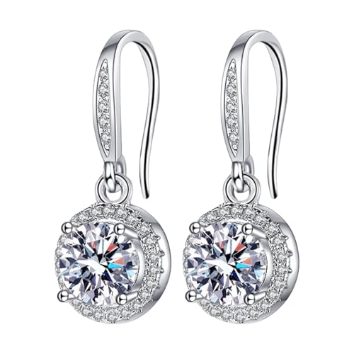 LOIJMK Stone Earhook Four Stone Round Bag Earrings Female Moissanite Is Known For Its Superior Refractive Index And Fiery Colors. The Earrings With Ohrringe Wikinger Horn (A, One Size) von LOIJMK