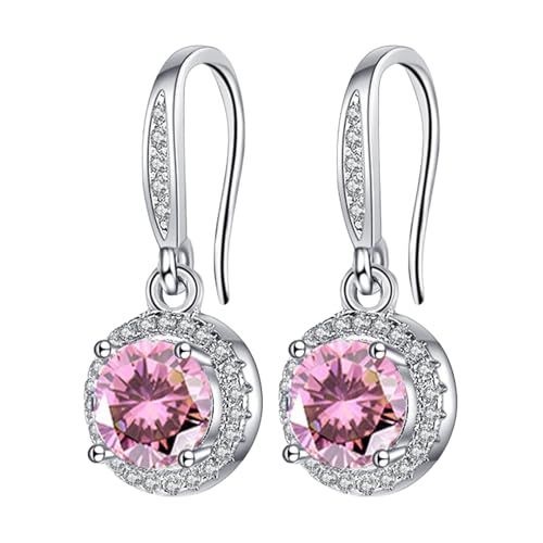 LOIJMK Stone Earhook Four Stone Round Bag Earrings Female Moissanite Is Known For Its Superior Refractive Index And Fiery Colors. The Earrings With Ohrringe Wikinger Horn (C, One Size) von LOIJMK
