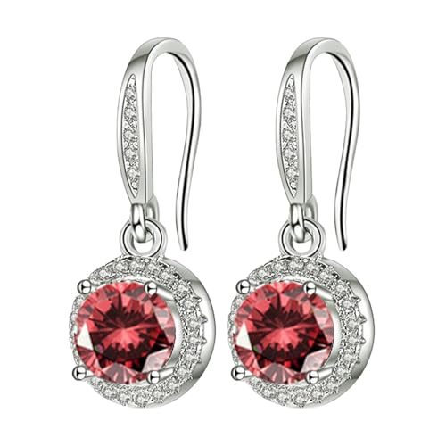 LOIJMK Stone Earhook Four Stone Round Bag Earrings Female Moissanite Is Known For Its Superior Refractive Index And Fiery Colors. The Earrings With Ohrringe Wikinger Horn (D, One Size) von LOIJMK