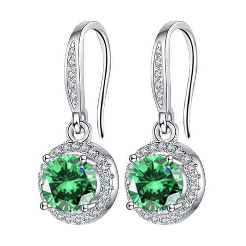 LOIJMK Stone Earhook Four Stone Round Bag Earrings Female Moissanite Is Known For Its Superior Refractive Index And Fiery Colors. The Earrings With Ohrringe Wikinger Horn (G, One Size) von LOIJMK