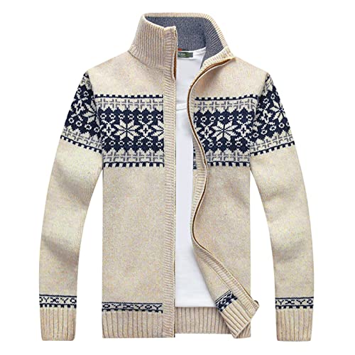 LOIJMK Strickjacke Herren Reißverschluss, Weihnachten Stehkragen Strickjacken für Herren Funky Übergangsjacke Langarm Mantel Christmas Freizeitjacke Strick Outdoorjacke Outerwear Herrenjacke von LOIJMK