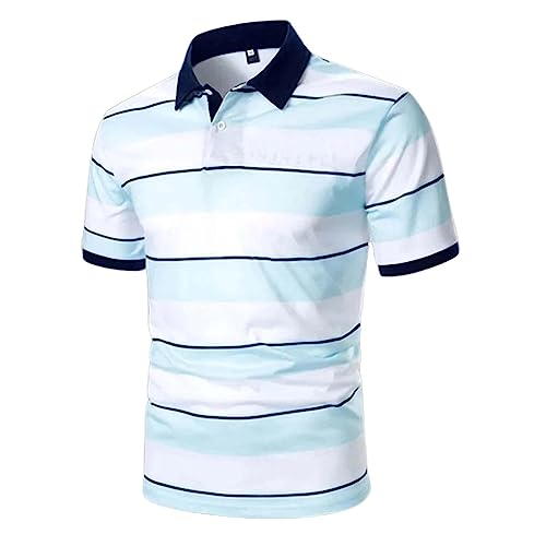 LOIJMK Striped Poloshirt Herren Kurzarm Slim Fit Gestreiftes Tshirt Mit Kragen Kurzarmshirt Knopfleiste Sommer Atmungsaktive Business Hemd FüR MäNner Leichte Schmale Passform Henley Shirt Casual von LOIJMK