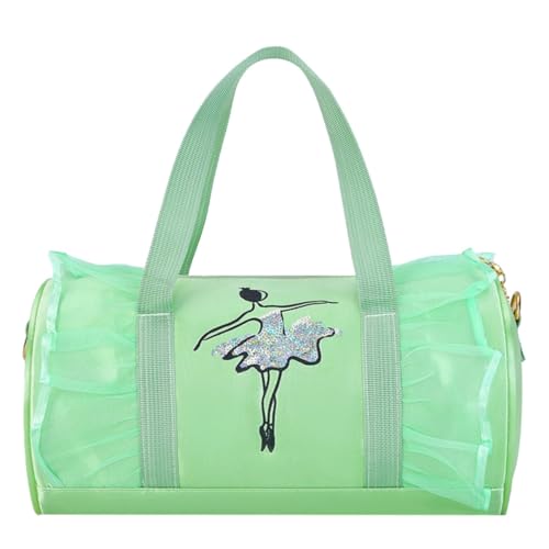 LOIJMK Süße Ballett-Tanztasche für, Tutu-Kleid, Tanztasche, personalisierte für Mädchen, Ballerina-Reisetasche Eislaufschuhe Taschen (Green, One Size) von LOIJMK