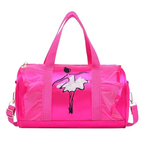 LOIJMK Süße Ballett-Tanztasche für, Tutu-Kleid, Tanztasche, personalisierte für Mädchen, Ballerina-Reisetasche Eislaufschuhe Taschen (Hot Pink, One Size) von LOIJMK