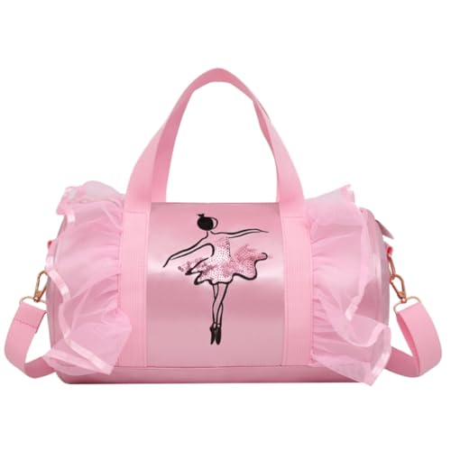 LOIJMK Süße Ballett-Tanztasche für, Tutu-Kleid, Tanztasche, personalisierte für Mädchen, Ballerina-Reisetasche Eislaufschuhe Taschen (Pink, One Size) von LOIJMK