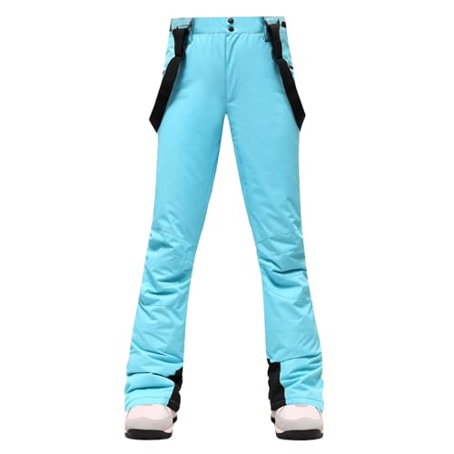 LOIJMK Thermo Skihose Damen - Funktionshose Schneehose Mit Trägern Schneeanzug Skioverall Winter Warm Wanderhose Winddicht Thermohose Trekkinghose Softshellhose Outdoor Snowboardhose von LOIJMK