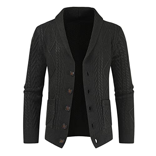 LOIJMK Trachten Strickjacke Manner Baggy Vintage Winterpullover Dickes Warme Strick-Pullover Mit KnöPfen Elegant Softshelljacke Baggy Mode Strickpullover Herren Oversize Mit V-Ausschnitt von LOIJMK