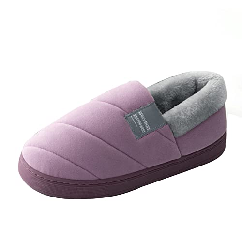 LOIJMK Warme Hausschuhe Damen Geschlossen Hüttenschuhe Plüsch Pantoffeln Hauspantoffeln Gefütterte Winterschuhe Winterboots Filzpantoffeln Memory Foam Hausschlappen Slippers Schlappen Slip On Schuhe von LOIJMK