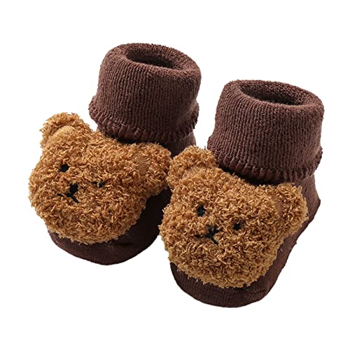 LOIJMK Warme Winter-Babyschuhe -Bärenform Nette Babyschuhe Babyschuhe mit weicher Sohle Hausschuhe Ohne Sohle (Coffee, 22 Infant) von LOIJMK