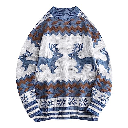 LOIJMK Weihnachtspullover Herren Damen Strickpullover Weihnachten Pullover Unisex Strick Sweater Rundhals Sweatshirt Christmas Pulli Männer Frauen Weihnachtspulli Mantel Langarm Outerwear von LOIJMK