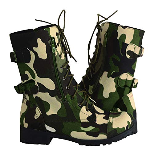 LOIJMK Women 's Winter Knöchel Spitze up Camouflage Combat Boot Damen Hoch (Green, 39) von LOIJMK