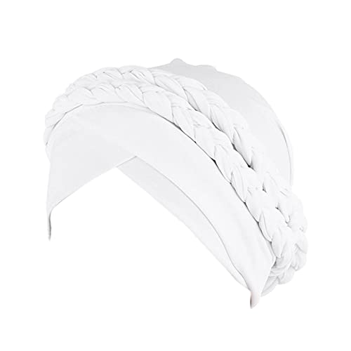 LOIJMK Wrap hat Abdeckung Krebskopf Zopf Turban-Kopfbekleidung ethnische Pre-Tied Cap Haare Trucker Cap Herren Schwarz (White, One Size) von LOIJMK