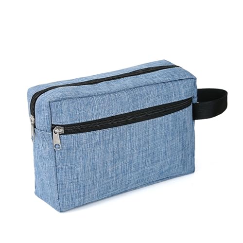 LOIJMK doppelschichtige Kosmetiktasche für Damen und Herren, multifunktionale Digitale, Reise-Aufbewahrungstasche aus Stoff, Kulturbeutel Clutch Rose Velours (Sky Blue, One Size) von LOIJMK