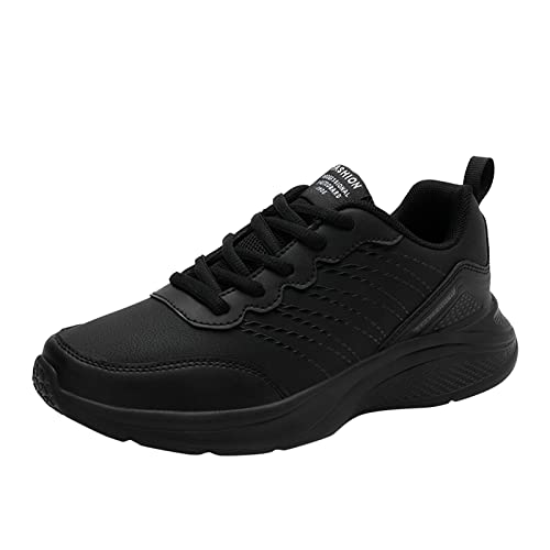 Leder Sneakers Damen Schnürschuh, Wasserdichte Turnschuh Atmungsaktiv Sportsschuhe für Frauen Casual Joggingschuhe Damenschuhe Leicht Wanderschuhe Trekkingschuhe Women Laufschuhe von LOIJMK