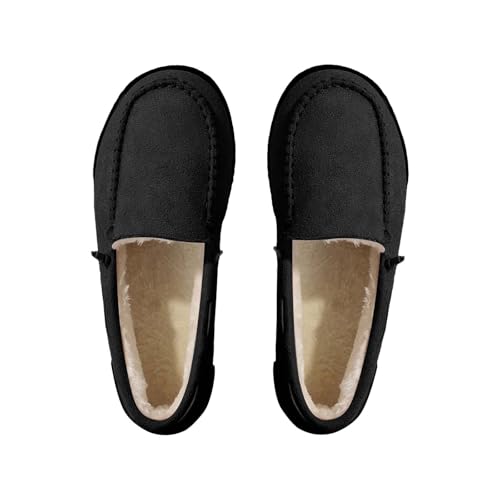 Loafer Damen Gefüttert Winterschuhe Slip On Schuhe Damenschuhe Flache Warm Halbschuhe Herbst Winter Boots Schlupfschuhe Arbeitsschuhe Bootschuhe Freizeitschuhe Walkingschuhe Sneakers von LOIJMK