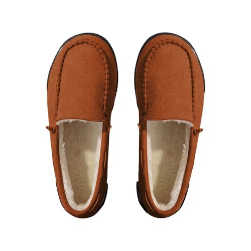 Loafer Damen Gefüttert Winterschuhe Slip On Schuhe Damenschuhe Flache Warm Halbschuhe Herbst Winter Boots Schlupfschuhe Arbeitsschuhe Bootschuhe Freizeitschuhe Walkingschuhe Sneakers von LOIJMK