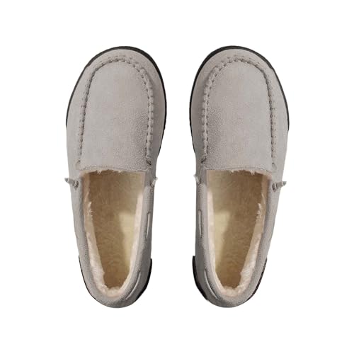 Loafer Damen Gefüttert Winterschuhe Slip On Schuhe Damenschuhe Flache Warm Halbschuhe Herbst Winter Boots Schlupfschuhe Arbeitsschuhe Bootschuhe Freizeitschuhe Walkingschuhe Sneakers von LOIJMK