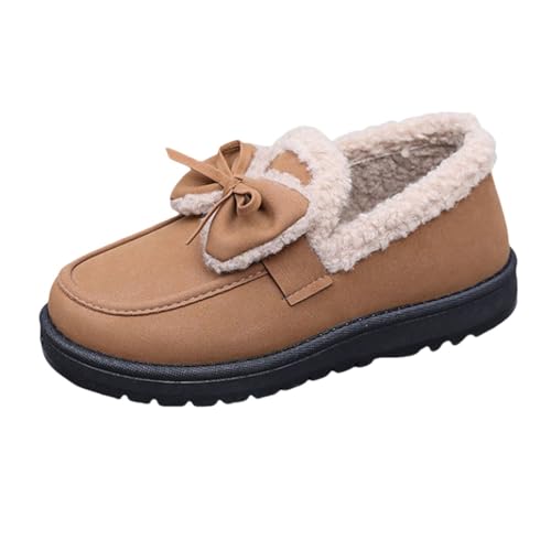 Loafer Damen Gefüttert Winterschuhe Slip On Schuhe Plüsch Halbschuhe Warm Damenschuhe Herbst Winter Boots Schlupfschuhe Flache Arbeitsschuhe Slippers Freizeitschuhe Walkingschuhe Sneakers von LOIJMK