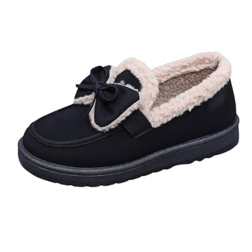 Loafer Damen Gefüttert Winterschuhe Slip On Schuhe Plüsch Halbschuhe Warm Damenschuhe Herbst Winter Boots Schlupfschuhe Flache Arbeitsschuhe Slippers Freizeitschuhe Walkingschuhe Sneakers von LOIJMK