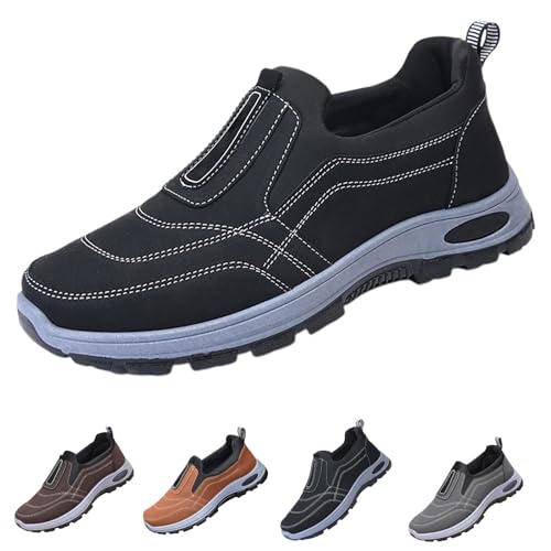 Orthopädische Schuhe Herren Für Arbeit - Wanderschuhe Herren Leder Zwiegenäht Halbschuhe Rutschfest Trekkingschuhe Abriebfest Arbeitsschuhe Turnschuhe Aufzug Schuhe Hineinschlüpfen Walkingschuhe von LOIJMK