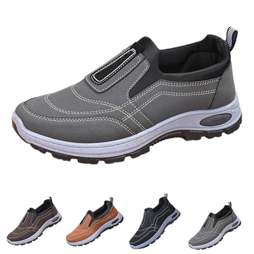 Orthopädische Schuhe Herren Für Arbeit - Wanderschuhe Herren Leder Zwiegenäht Halbschuhe Rutschfest Trekkingschuhe Abriebfest Arbeitsschuhe Turnschuhe Aufzug Schuhe Hineinschlüpfen Walkingschuhe von LOIJMK