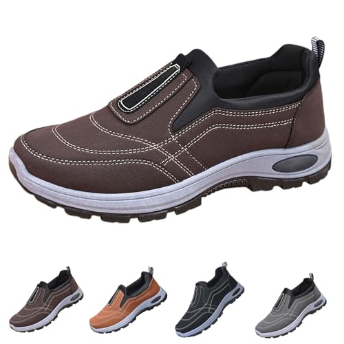 Orthopädische Schuhe Herren Für Arbeit - Wanderschuhe Herren Leder Zwiegenäht Halbschuhe Rutschfest Trekkingschuhe Abriebfest Arbeitsschuhe Turnschuhe Aufzug Schuhe Hineinschlüpfen Walkingschuhe von LOIJMK